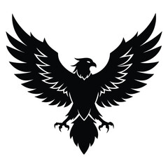Obraz premium eagle bird flying with open wings and talons silhouette line art vector illustration with a white background
