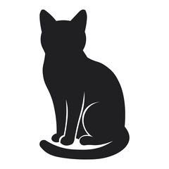 Obraz premium Sitting Cat Silhouette – Elegant Black Feline High Contrast Vector Illustration
