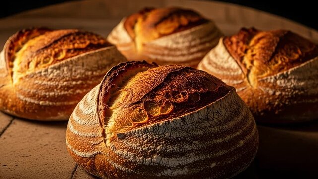 Round bread loaves sit on a table, baked to a golden brown, waiting to be served with butter or jam during mealtime