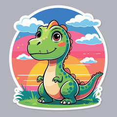 Naklejka premium cute sticker image of a t-rex 