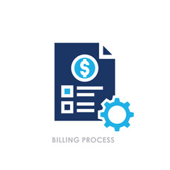 Modern Business Process Document Icon in Flat Blue Corporate Style