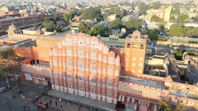 Aerial shot of Hawa Mahal in Jaipur, Rajasthan, India