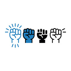 Fototapeta premium A diverse group of raised fists in different colors