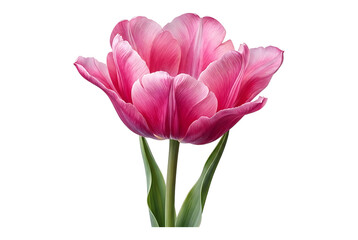 Fototapeta premium Pink tulip flower in full bloom isolated on transparent background vibrant spring nature close-up