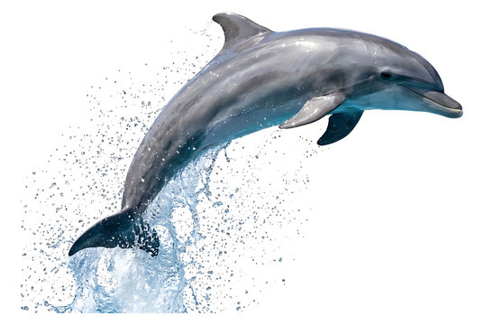 Dolphin leaping out of water splash transparent background wildlife marine mammal ocean animal motion