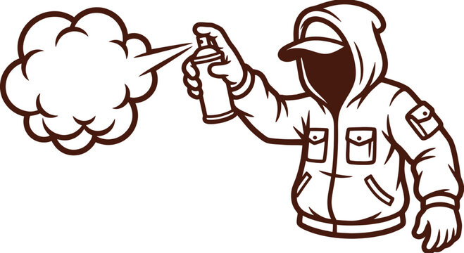 Spray paint can mascot character urban vector icon