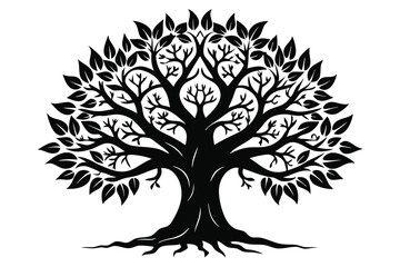 Obraz premium artistic tree silhouette line art vector illustration with a white background