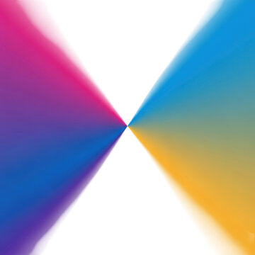 Vibrant colorful gradient beams converging isolated on transparent background