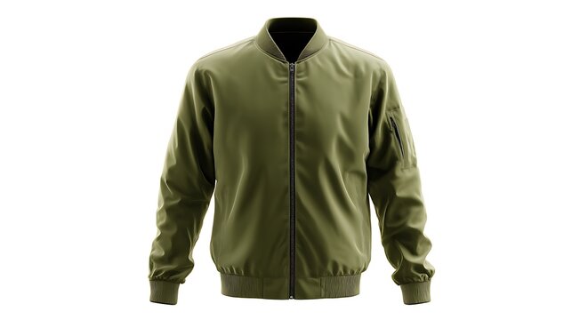 Green bomber jacket isolated on white background