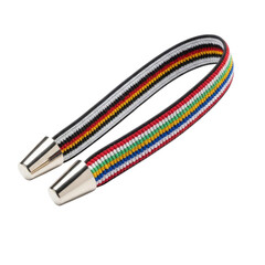 Colorful elastic cord with metal tips on transparent background