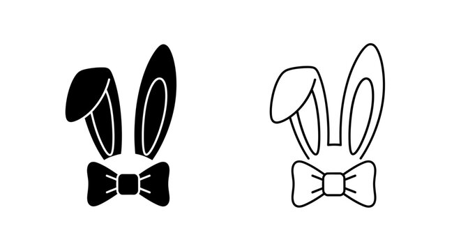 Bunny rabbit ears with bows tie illustration vector art design Vector