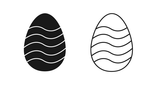 Easter eggs with wavy lines and watercolor style eggs for easter holiday design Vector