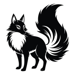 Fototapeta premium fox silhouette line art vector illustration with a white background
