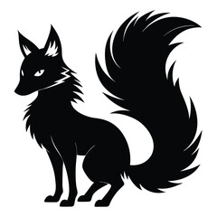 Obraz premium fox silhouette line art vector illustration with a white background