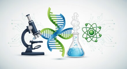 Microscope DNA Helix Laboratory Research Equipment.