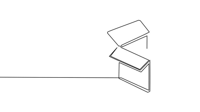 box package icon delivery line gift storage cardboard doodle continuous container. outline box package icon carton illustration warehouse cargo single parcel open post pack creative sketch product one