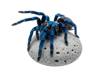 Fototapeta premium Close-up of a blue tarantula spider on volcanic rock