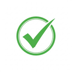 Green checkmark inside a white circle on a transparent background isolated on white background, Vector