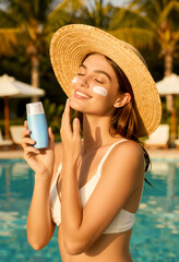 Donna Applica Crema Solare Piscina Estate