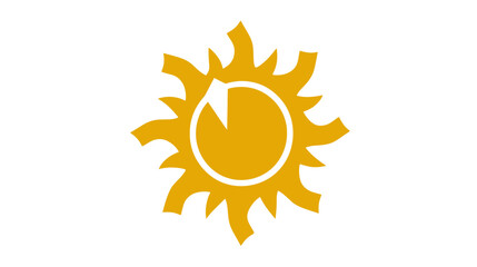 A golden stylized sun design with a central clock-like element and radiating spikes