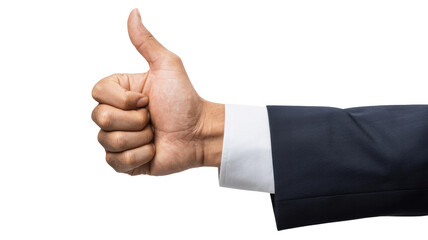 Businessman giving thumbs up gesture in professional attire