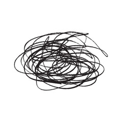 Hand-drawn messy scribble doodle vector illustration, tangled ink lines for chaos and confusion concept
