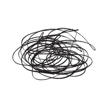 Hand-drawn messy scribble doodle vector illustration, tangled ink lines for chaos and confusion concept
