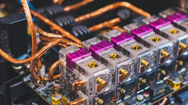 Detailed view of thermal paste application on a mining rigs hardware focusing on improving heat dissipation for efficient cryptocurrency mining operations