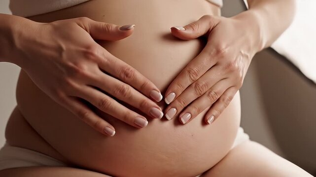 Close Up Of Pregnant Belly With Surgical Scar And Stitches Shows Healing Process And Postpartum Recovery Journey