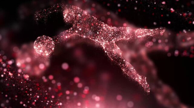 Red Energy Goalkeeper Diving to Save Ball - Glowing Particle Football Defense Action