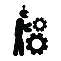 Artificial Intelligence Automation Gear Process Robotics Pictogram Icon