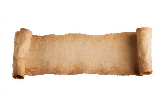 Vintage blank scroll with rolled edges on white background