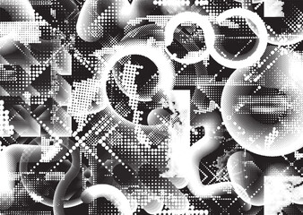 Glitch distorted grungy isolated layers . Design element for brochure, social media, posters, flyers. Overlay texture.Textured banner with Distress effect .Vector halftone dots . Screen print texture