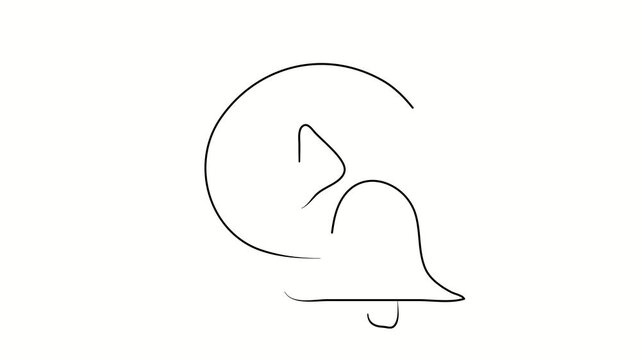 New video announcement. Contour drawing, silhouett animation. Continuous line. Isolated on white. Video 4k object illustration self-drawing. Object construction. Minimalist continuous line drawing sil
