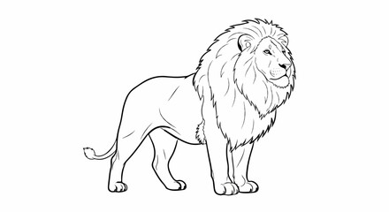 Obraz premium A majestic lion with a full mane stands proudly, its gaze focused ahead