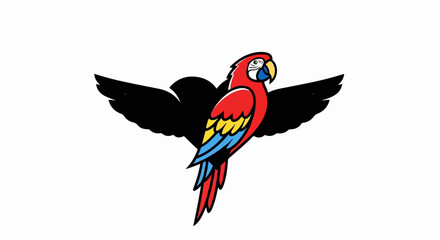 Fototapeta premium A colorful parrot with red, yellow, and blue feathers, wings spread