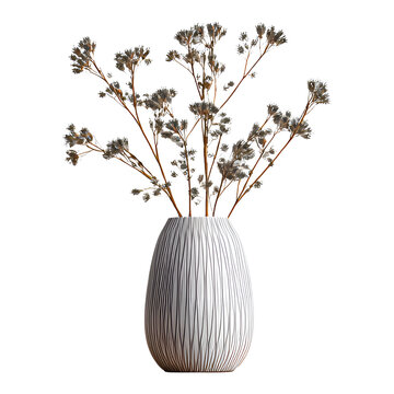 A beautiful vase with delicate flowers in a rustic setting.