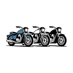 Fototapeta premium Three motorcycles in different colors side by side