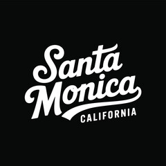 Santa monica california logo featuring a stylized and cursive font design isolated on white background, Vector, illustration