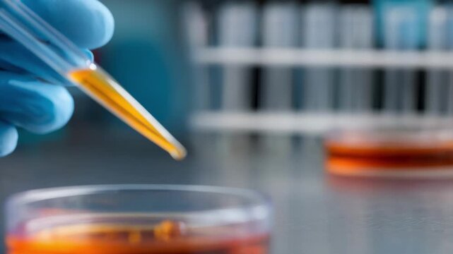Closeup of lab technician performing stool test with pipette for detailed gut bacterial profiling and digestive health evaluation.