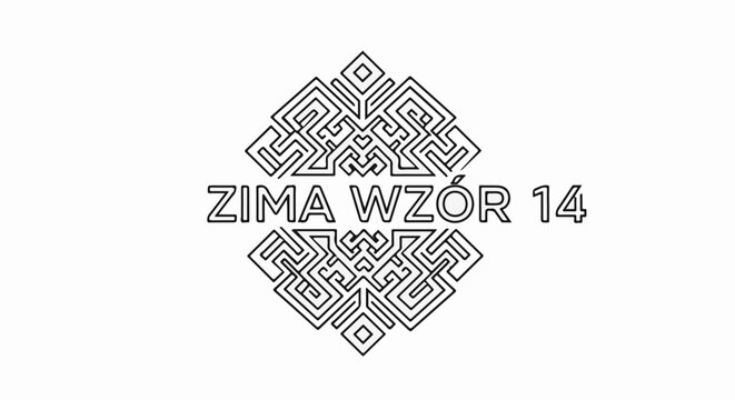 Ornate geometric design with text "ZIMA WZ&Oacute;R 14" on white background