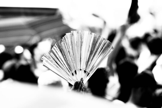 Leque prata em preto e branco. 