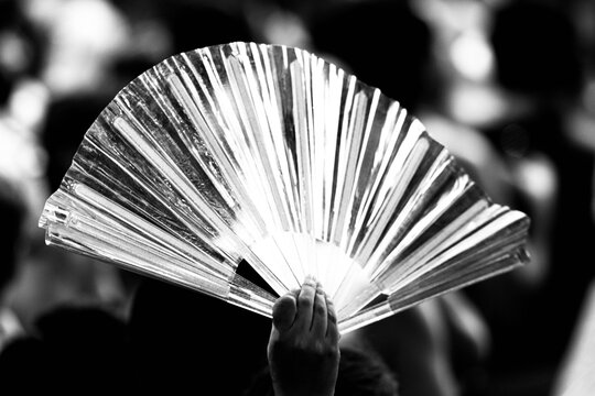 Leque prata em preto e branco. 