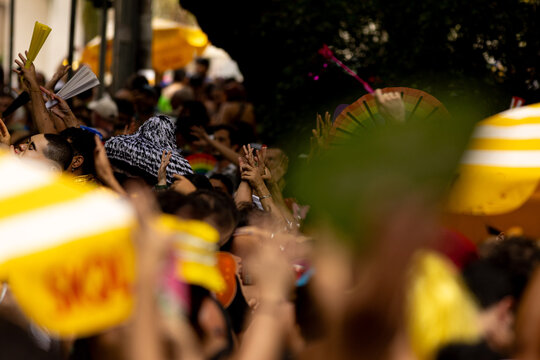 Foli&otilde;es no Carnaval de rua da cidade de S&atilde;o Paulo. 