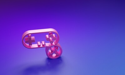 Pink Gamepad with screwdriver and wrench icon isolated on purple-blue background. Adjusting, service, setting, maintenance, repair, fixing. Minimalism concept. 3D render illustration © vector_v