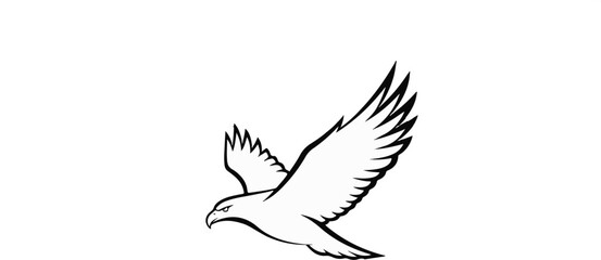 Obraz premium Stylized outline of a bird of prey soaring with wings outstretched