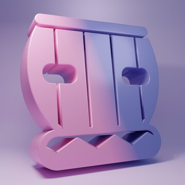 Purple Indian musical instrument tabla icon isolated on purple background. Minimalism concept. 3D render illustration