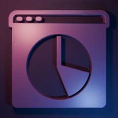 Purple Graph, chart, diagram, infographic icon isolated on purple-blue background. Minimalism concept. 3D render illustration