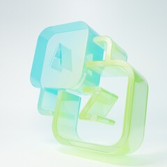 Frosted glass Vocabulary icon isolated on white background. Minimalism concept. 3D render illustration