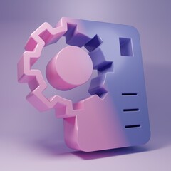 Purple Neural network icon isolated on purple background. Artificial intelligence AI. Minimalism concept. 3D render illustration